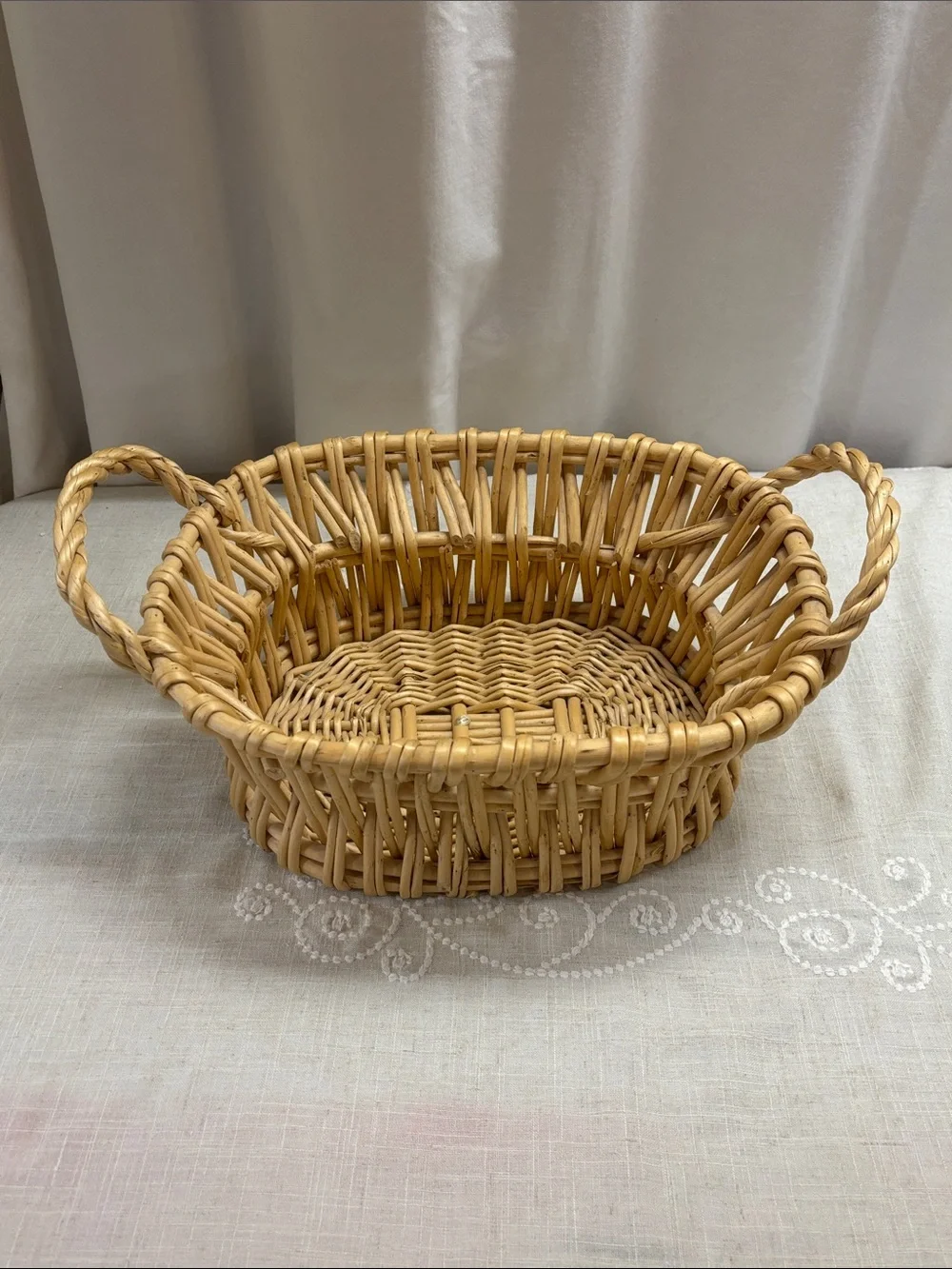 Wicker Basket with Handles - Natural Tan